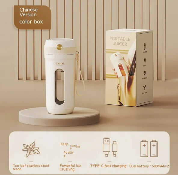 Portable Electric Juicer Cup – Small, Automatic, Home & Travel Ice-Crushing Blender