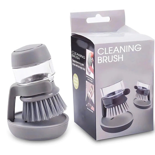 Dish Brush with Soap Dispenser Kitchen Scrub Brush for Cleaning Brush Dish Scrubber Brush - Palm Brush Upgraded Storage Bracket Drainage Base - Kitchen Brush with Holder for Pot Pan Sink Cleaning