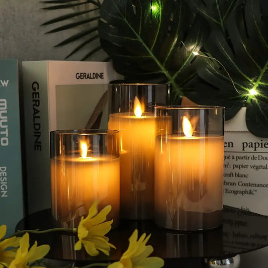 Set of 3 LED Flameless Flickering Candles for Decor