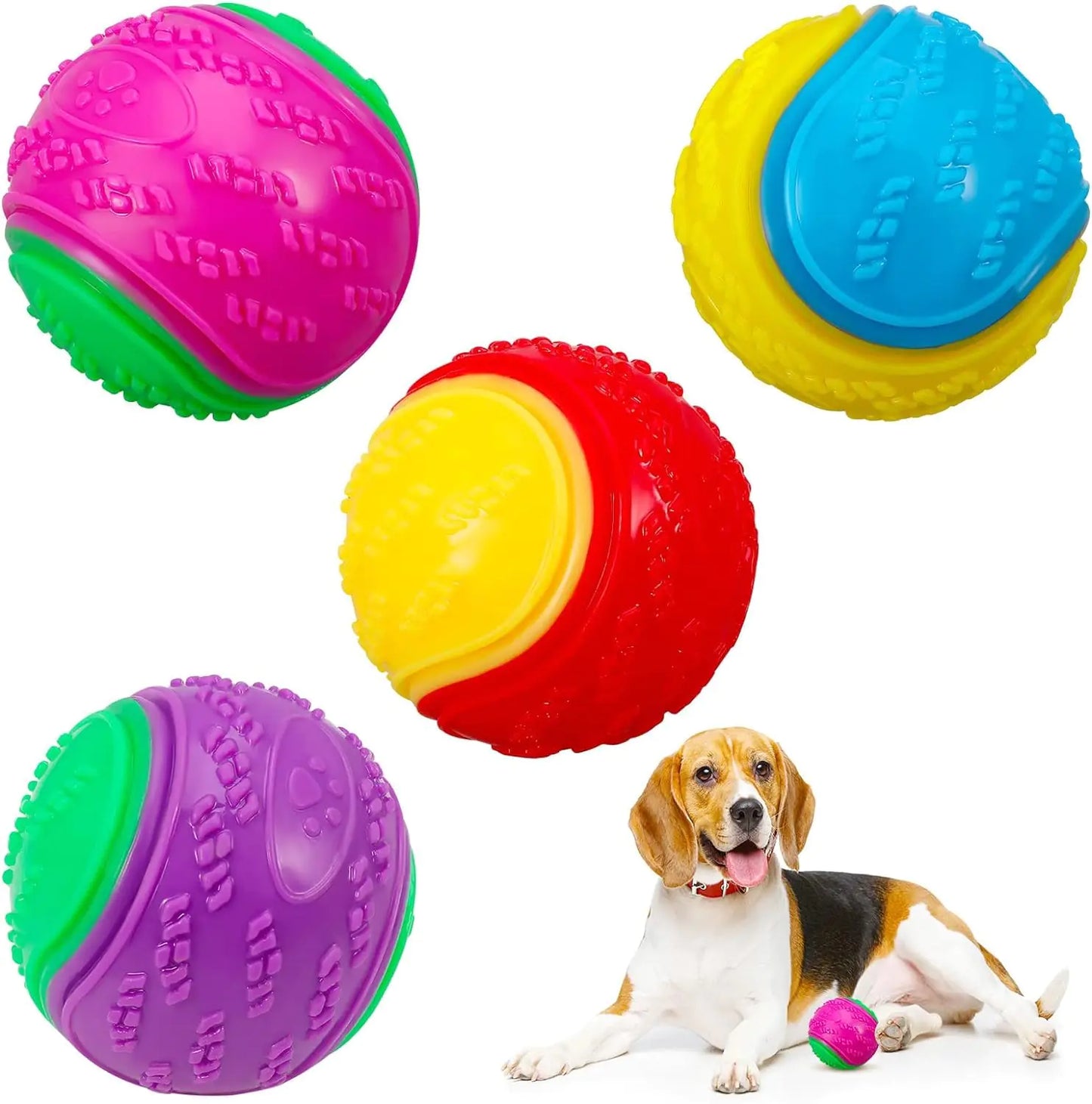 Pet Training Ball - Squeaky Dog Ball - Interactive Dog Toys for Play and Training - Pet Teeth Cleaning Chew Toy Ball - Teething Balls for Large and Medium Sized Dogs 2.6 in