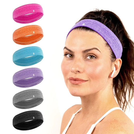 Burly Bands Sweat Bands Headbands for Women Workout Womens Fashion Non Slip Headband Moisture Wicking Sweatband for Sports Running Athletic Yoga (6pcs1 Multi)