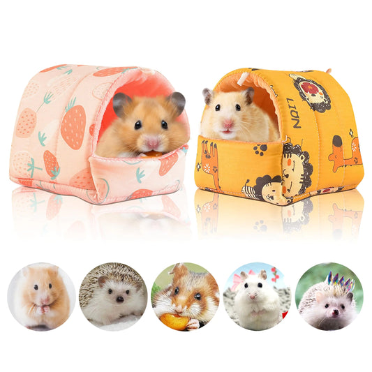 SKwoker 2 Pack Hamster Bed Guinea Pig Hideout Hamster House Cave Accessories Cozy Hide-Out for Hedgehog Ferret Chinchilla & Other Small Animals