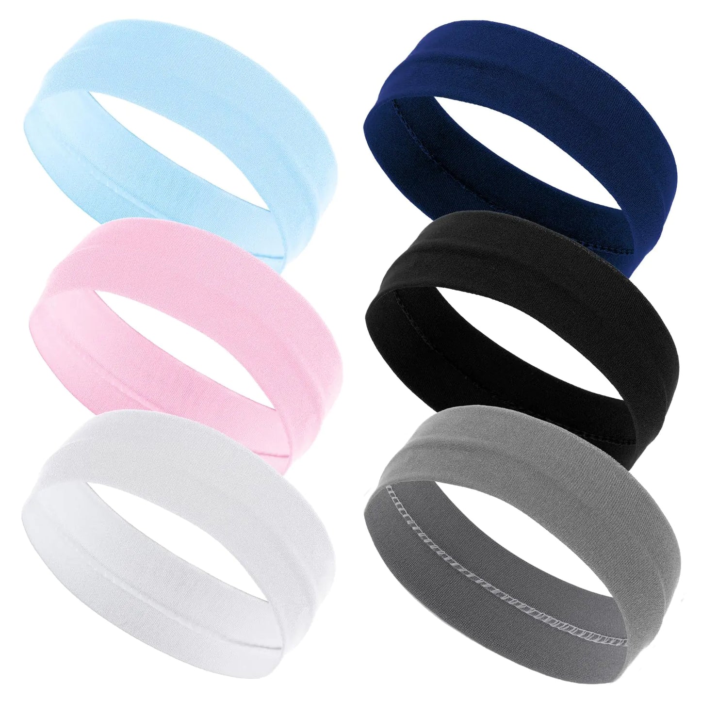 Lusofie 6 Pcs Elastic Headbands for Women Non Slip Head Bands Soft Sweat Wicking Stretchy Headbands for Women Girls