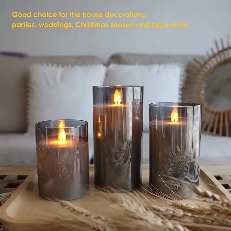 Set of 3 LED Flameless Flickering Candles for Decor