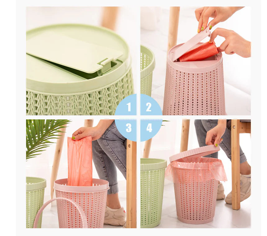 Creative Kitchen Trash Can with Bag Storage Box