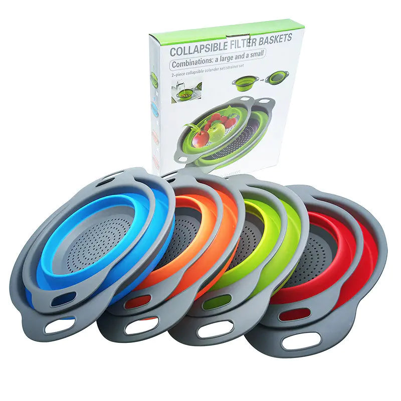 Foldable Draining Basket - Round Collapsible Fruit Bowl