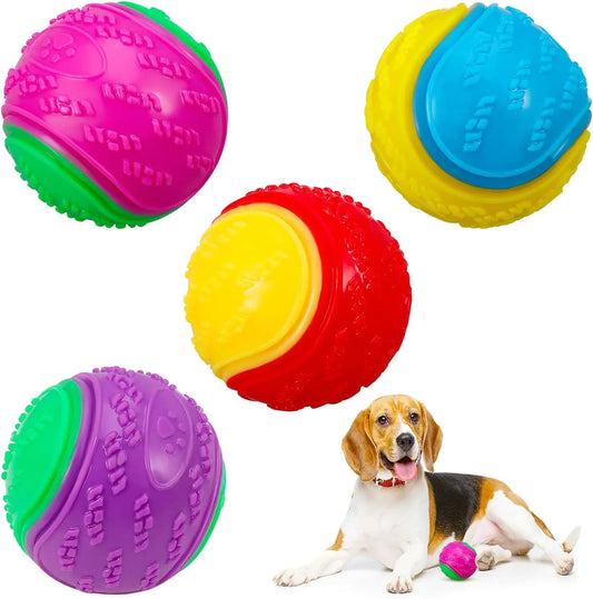Pet Training Ball - Squeaky Dog Ball - Interactive Dog Toys for Play and Training - Pet Teeth Cleaning Chew Toy Ball - Teething Balls for Large and Medium Sized Dogs 2.6 in