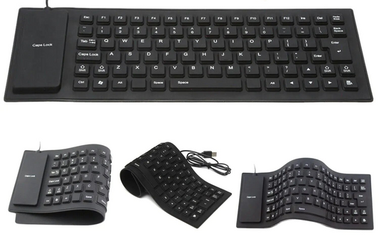 Waterproof Silicone Keyboard Foldable Flexible USB Dustproof DirtProof Full Size