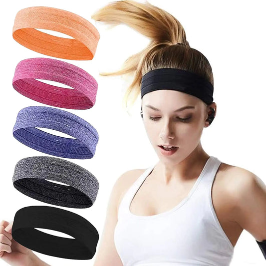 Workout Headbands for Women Men Non Slip Headband Breathable Sport Headbands Sweatbands Elastic Sport Hair Bands Moisture Wicking Headband with 5PCS